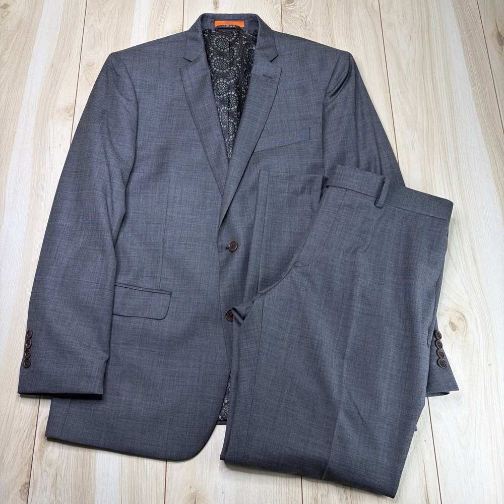 TALLIA Gray Twill Wool Suit The Mason Fit Men's Size 42R 34x30 Gray MINT!